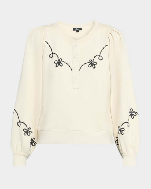 Hanne Embroidered Henley Sweatshirt